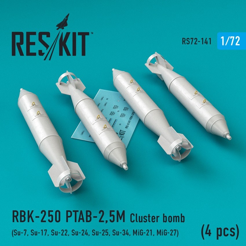  ResKit RBK-250 PTAB-2,5M Bombe à fragmentation (4 pièces) (Su-7, Su-1