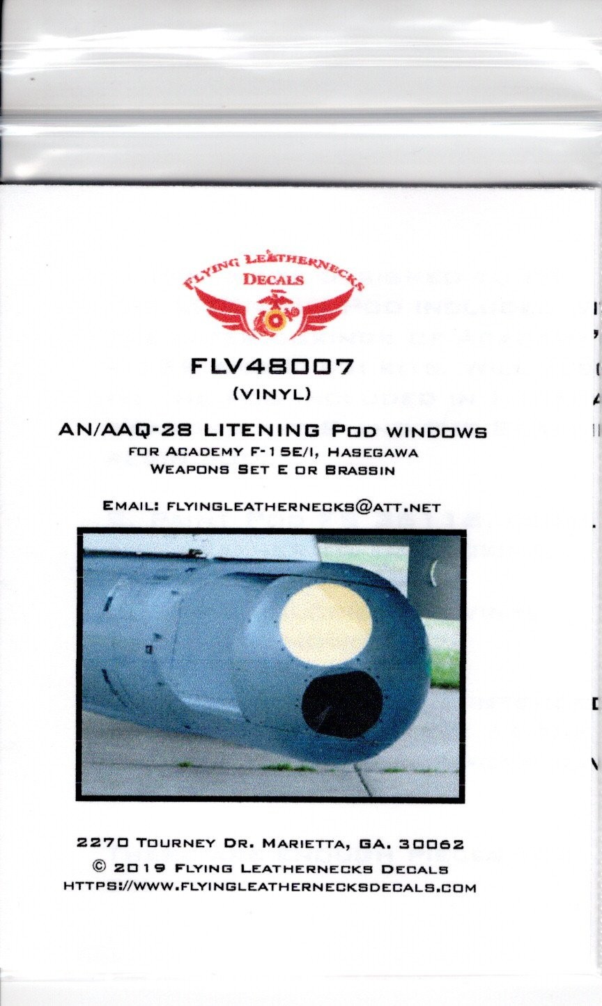  Flying Leathernecks AN / AAQ-28 LITENING Pod FLIR / TV windows. Décou