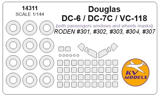  KV Models Masques pour fenêtres et roues Douglas DC-6 / DC-7 / VC-118