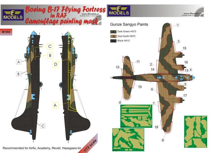  LF Models Masque de peinture à motif de camouflage RAF Boeing B-17G F