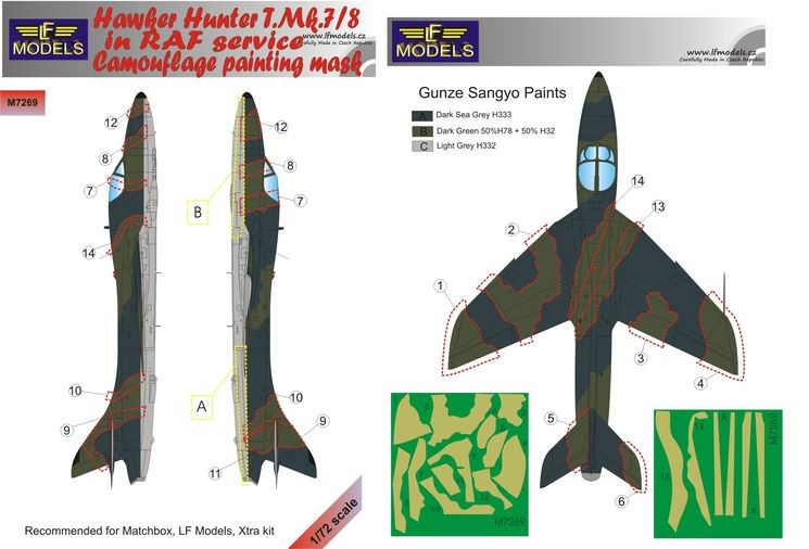  LF Models Masque de peinture Hawker Hunter T.Mk.7 / 8 RAF camouflage 