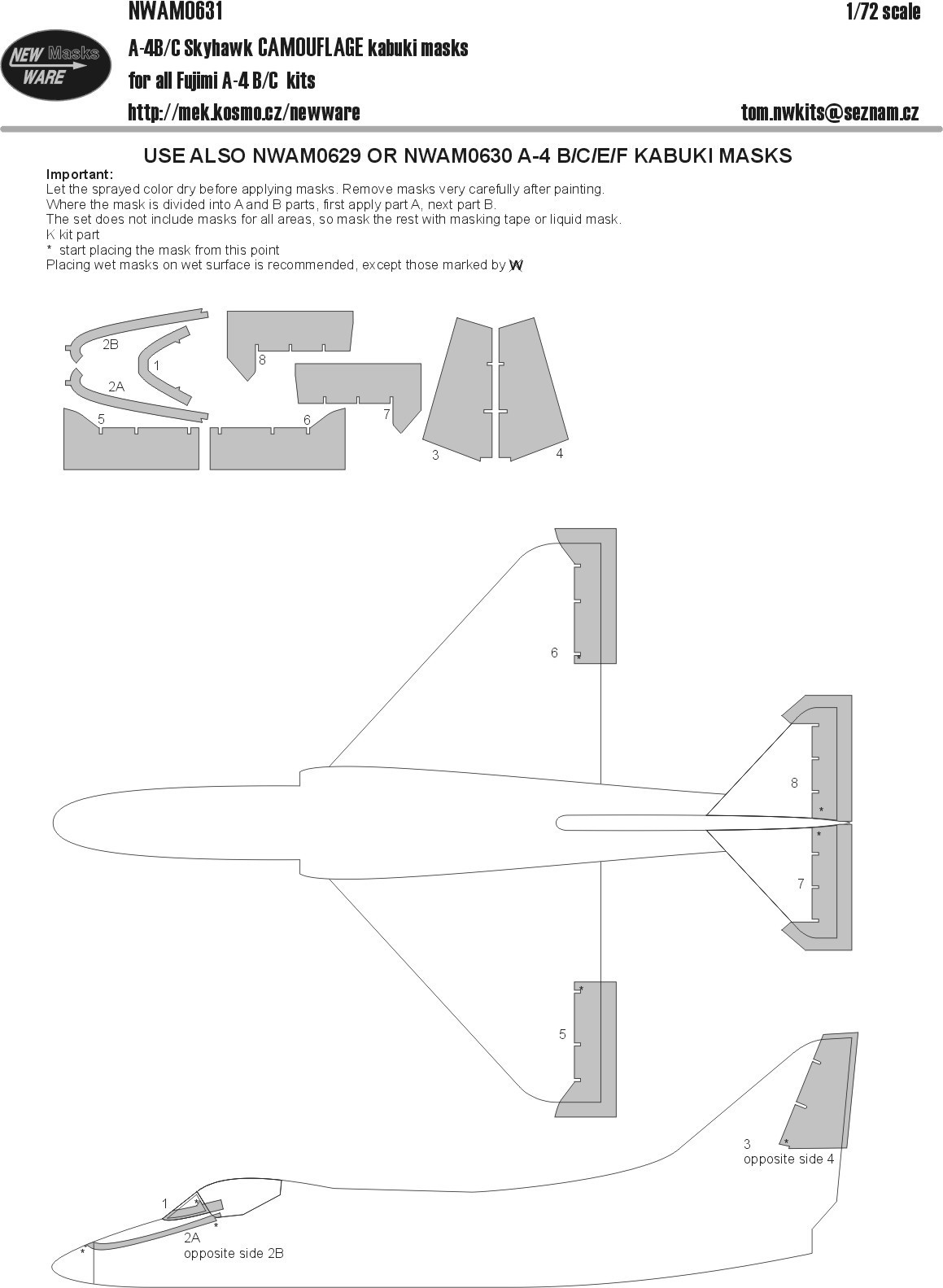  New Ware Masques kabuki Douglas A-4B / A-4C / A-4E / A-4F Skyhawk CAM