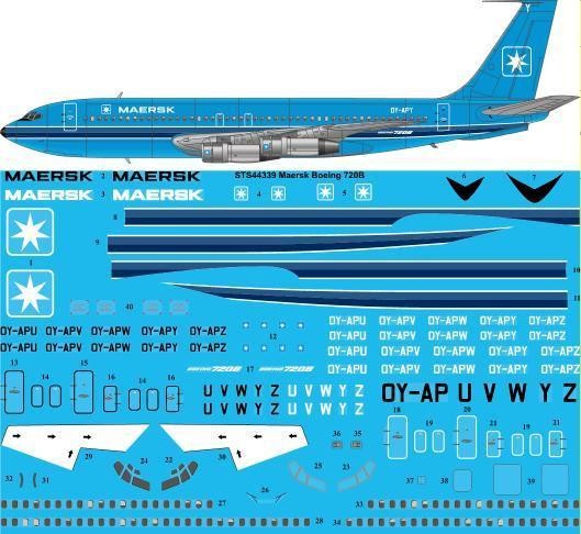  26 Decals Décal Maersk Air Boeing 720B-1/144 - Accessoires