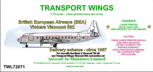  AIM - Transport Wings Décal British European Airways (BEA) Vickers Vi