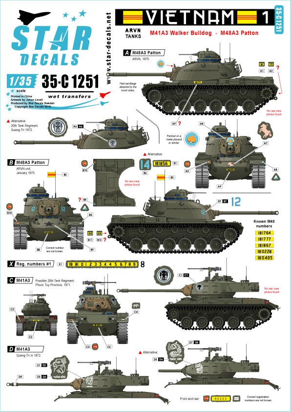  Star Decals Vietnam 1.M41 Walker Bulldog et M48A3 Patton dans l'armée
