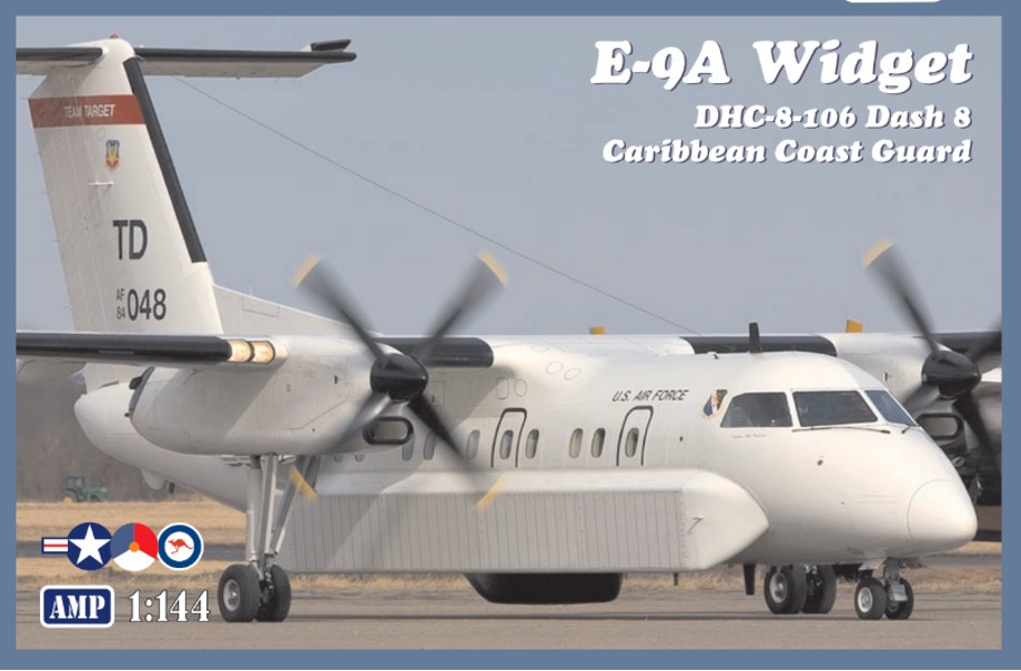 Maquette AMP Widget E-9A DHC-8-106 Dash 8 avec décalcomanies pour les 