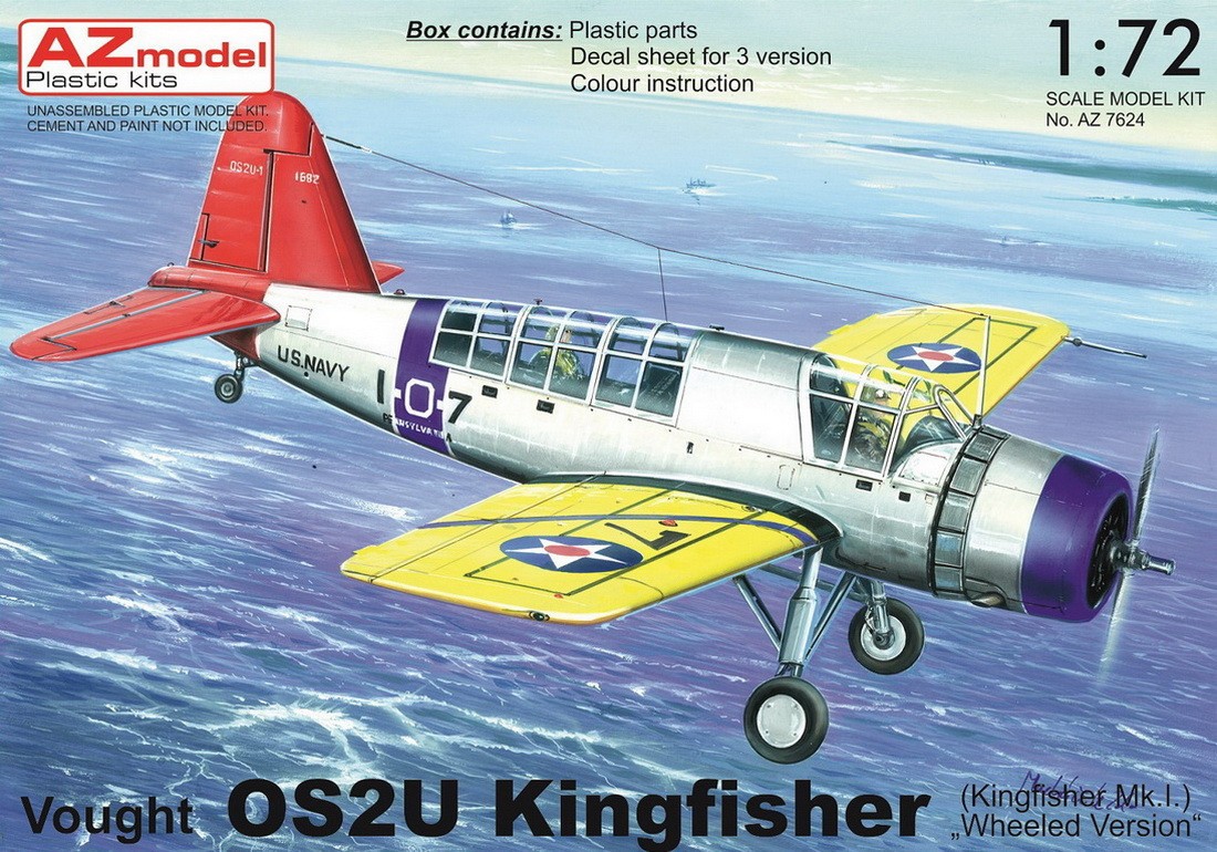 Maquette AZ Models Vought OS2U Kingfisher FAA & USN (sur roues)-1/72