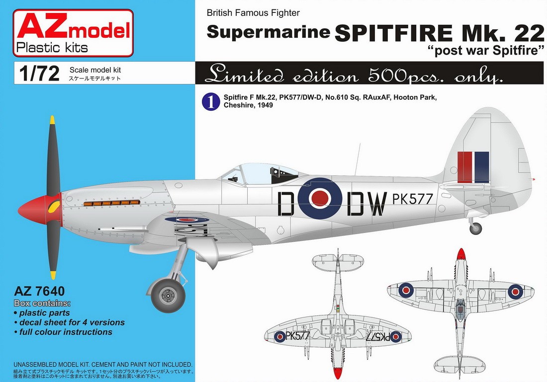 Maquette AZ Models Supermarine Spitfire Mk.22 'Spitfire d'après-guerre