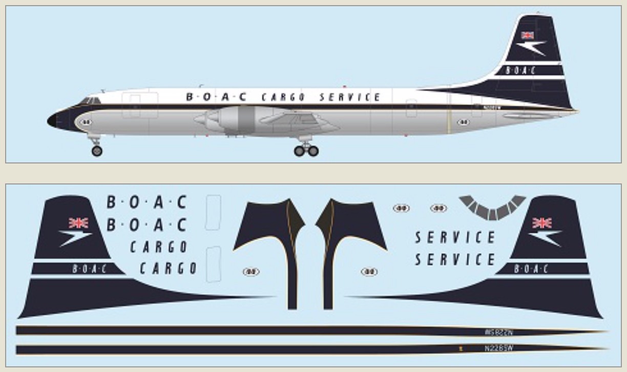 Maquette F-rsin Canadair CL-44 - Le service de fret BOAC comprend un d