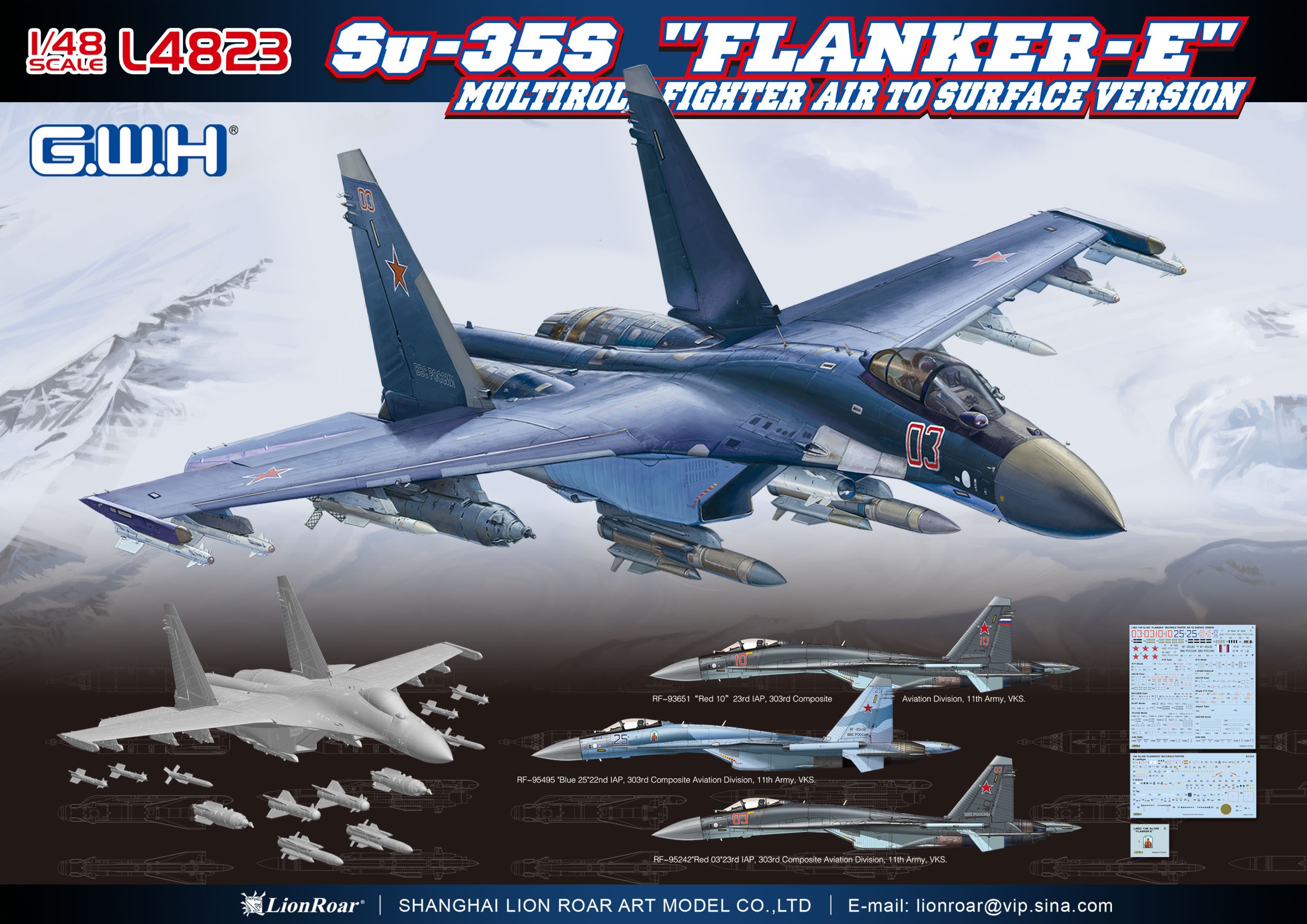 Maquette Great Wall Hobby Sukhoi Su-35S Flanker E Fighter Multi-rôle