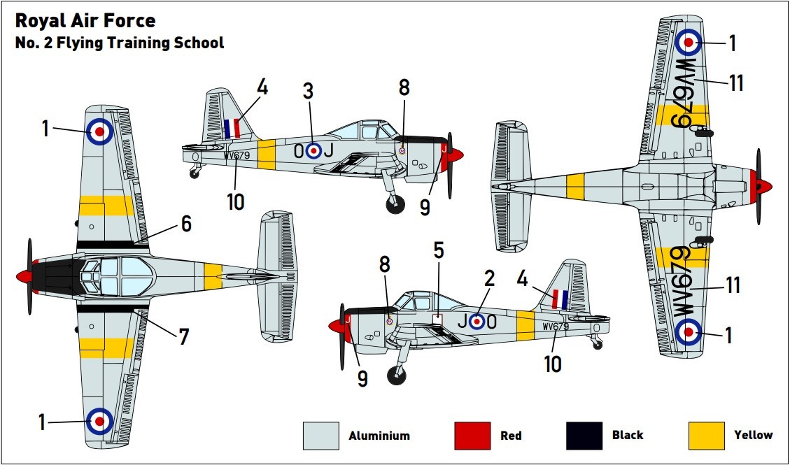 Maquette Miniwings Percival PROVOST T.1 / RAF 1 kit plastique, 1 versi