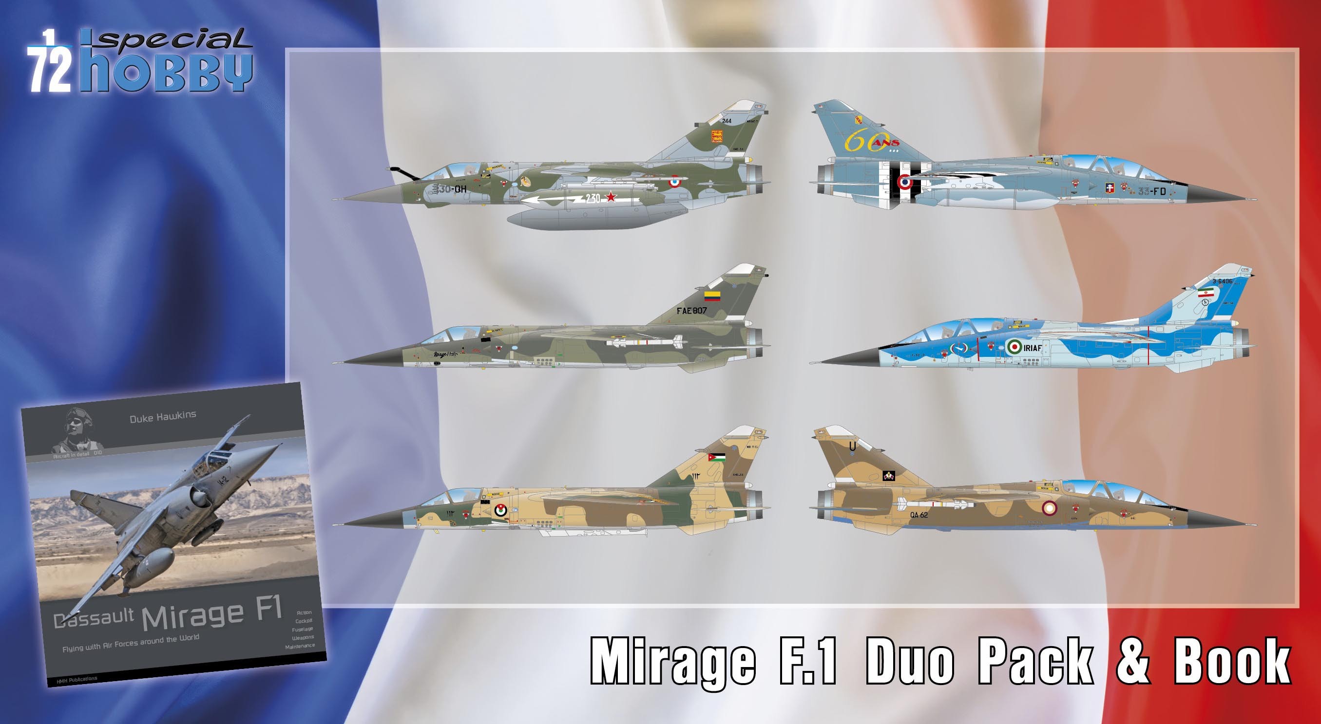 Maquette Special Hobby Dassault Mirage F.1 Duo Pack & Book Le concept 
