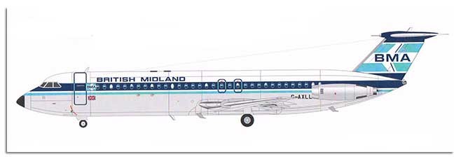 Maquette Welsh Models BAC 111 523FJ en livrée British Midland Airways.