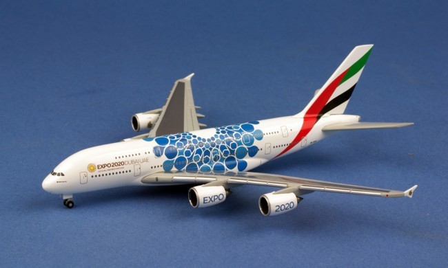 Miniature Herpa Wings Emirates Airbus A380 Expo 2020 Dubaï 'Mobility' 