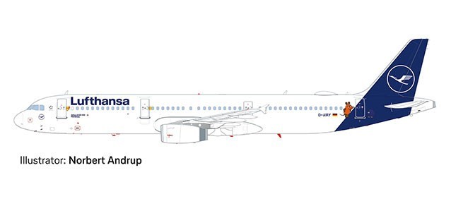 Miniature Herpa Wings Lufthansa Airbus A321 'Die Maus' D-AIRY- 1/200 