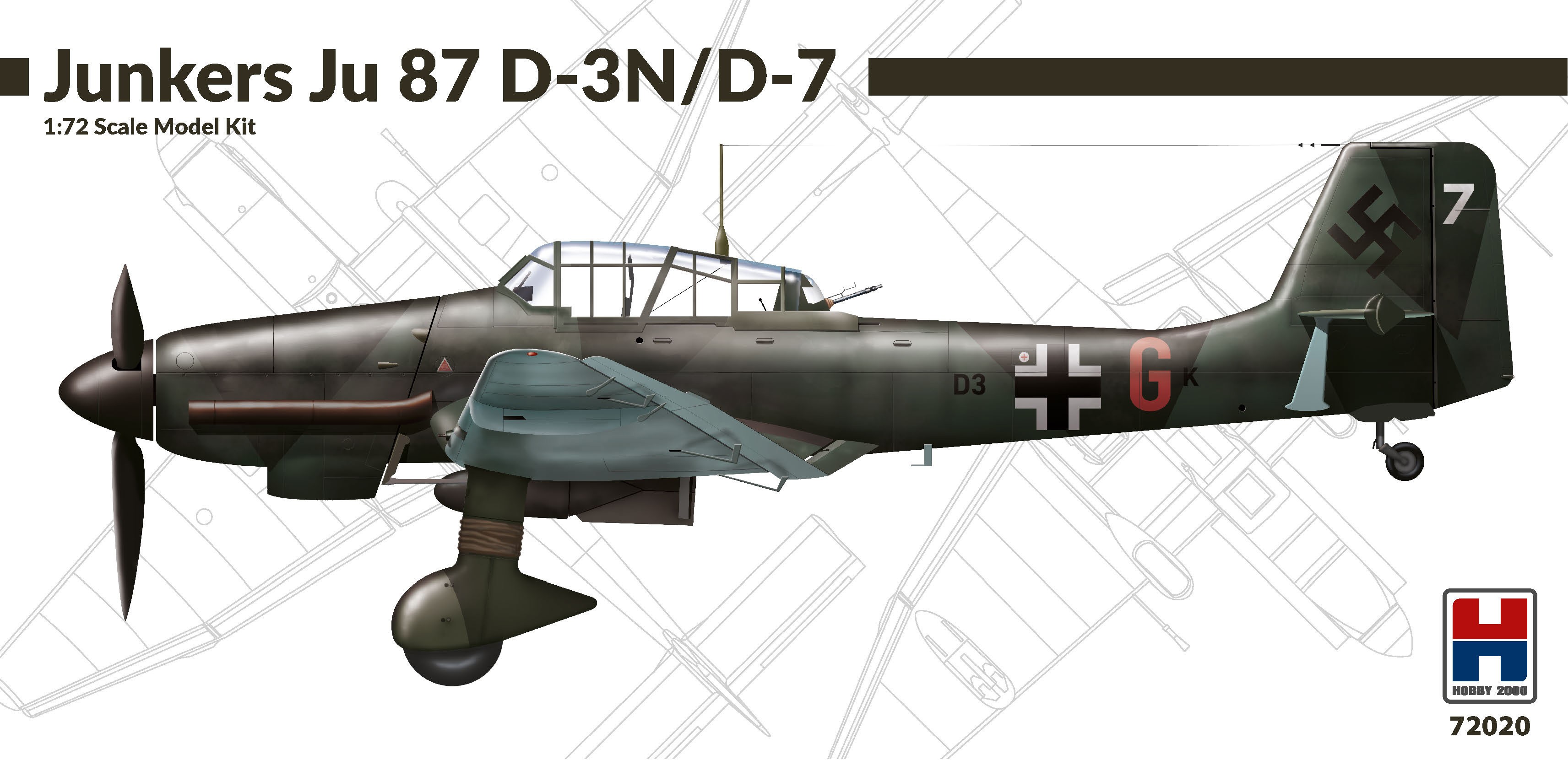 Maquette Hobby 2000 Junkers Ju-87D-3N / D-7 'Stuka' (ex-Fujimi, décalc
