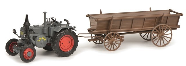  Schuco LANZ BULLDOG AVEC REMORQUE DE FOINS- 1/32 - Miniature agricole