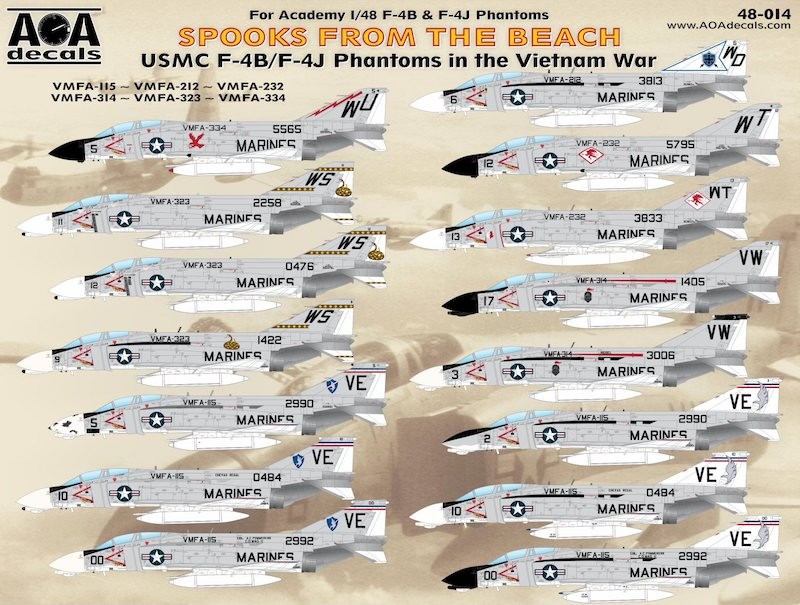 AOA Decals Décal SPOOKS OF THE BEACHUSMC McDonnell F-4B / F-4J Phant