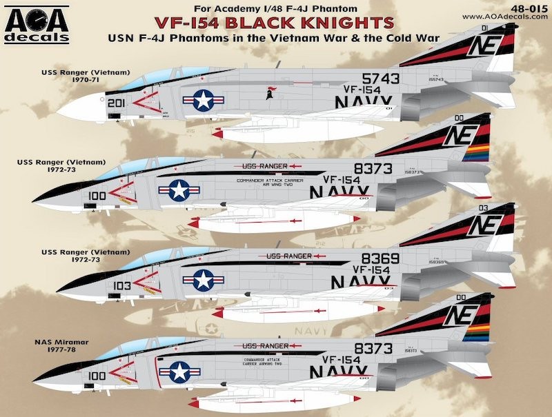  AOA Decals Décal VF-154 BLACK KNIGHTSUSN McDonnell F-4J Fantômes dan