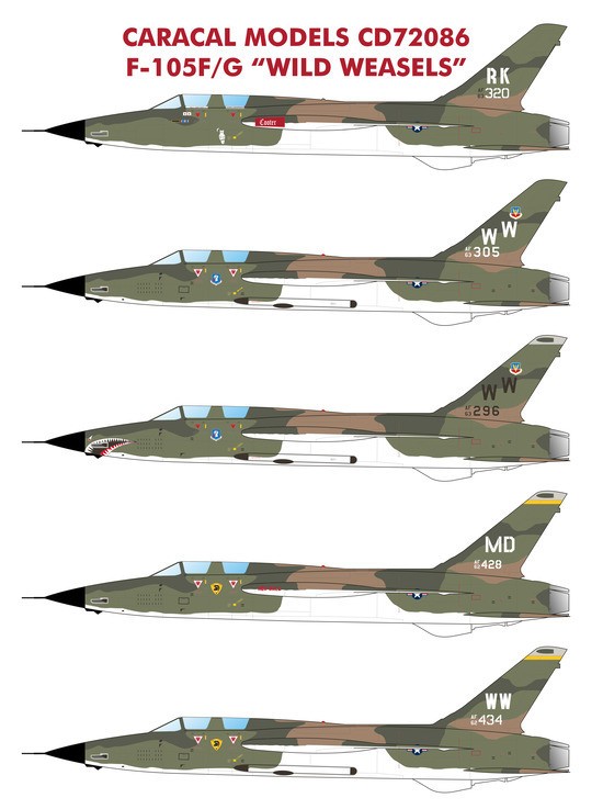  Caracal Models Décal Republic F-105F / F-105G Wild WeaselsPlusieur