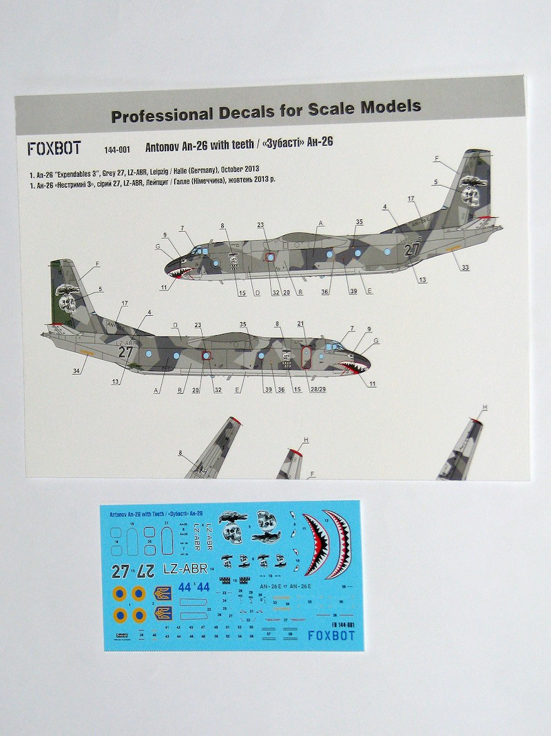  Foxbot Decals Décal Antonov An-26 avec dents (conçu pour être utilisé