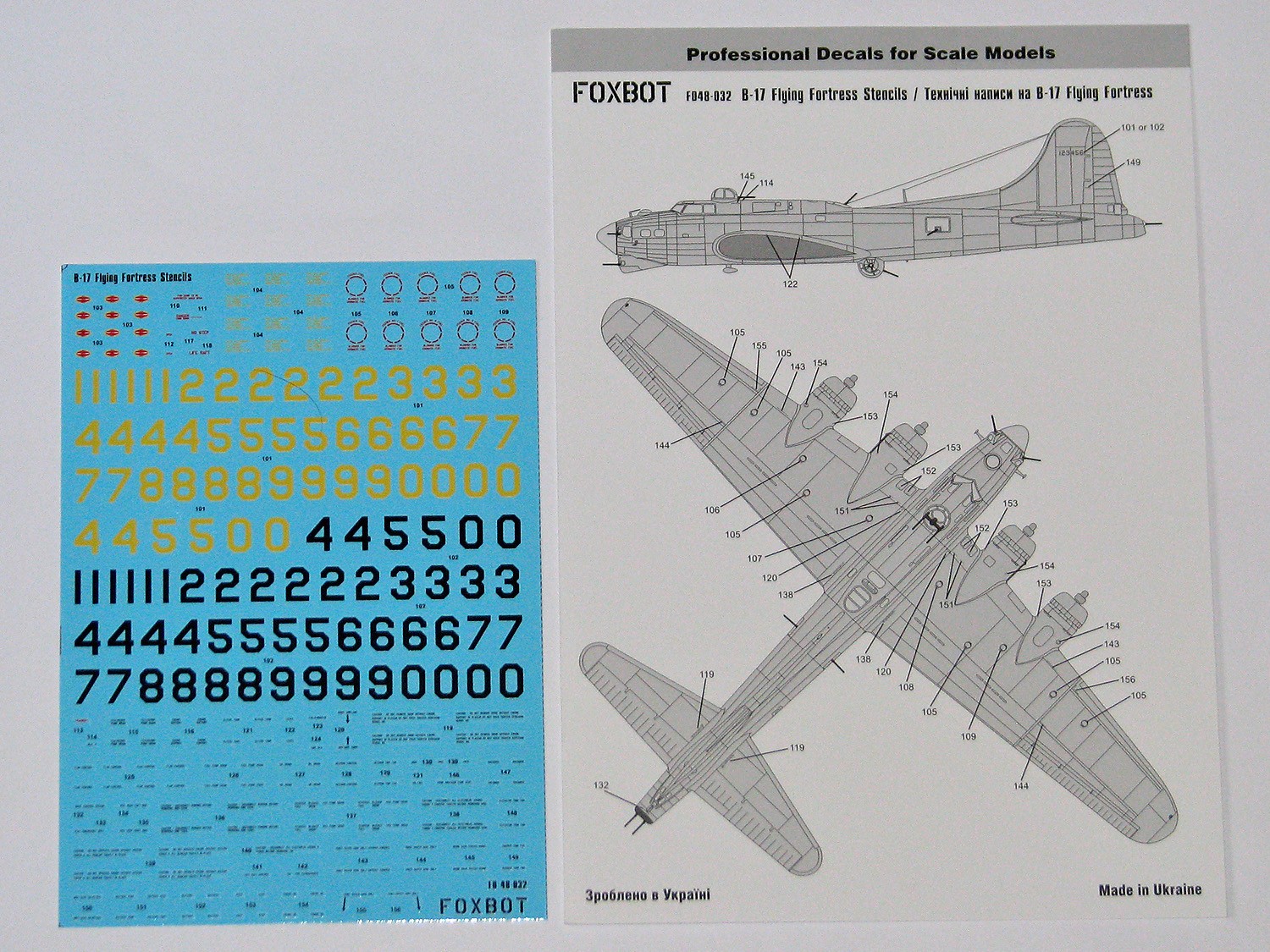  Foxbot Decals Décal Pochoirs pour Boeing B-17 Flying Fortress (conçu 