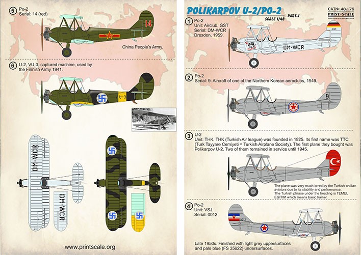  Print Scale Décal Polikarpov U-2 / Po-2 Partie 11. Po-2. Unité: Airc