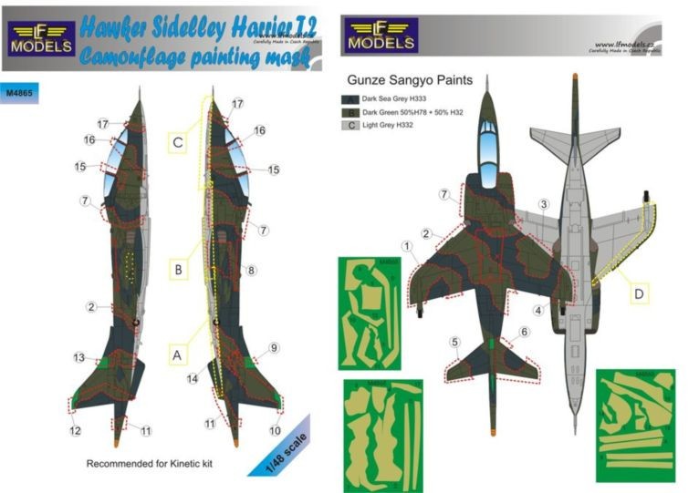  LF Models Masque de peinture BAe Harrier T.2 Camouflage (conçu pour ê