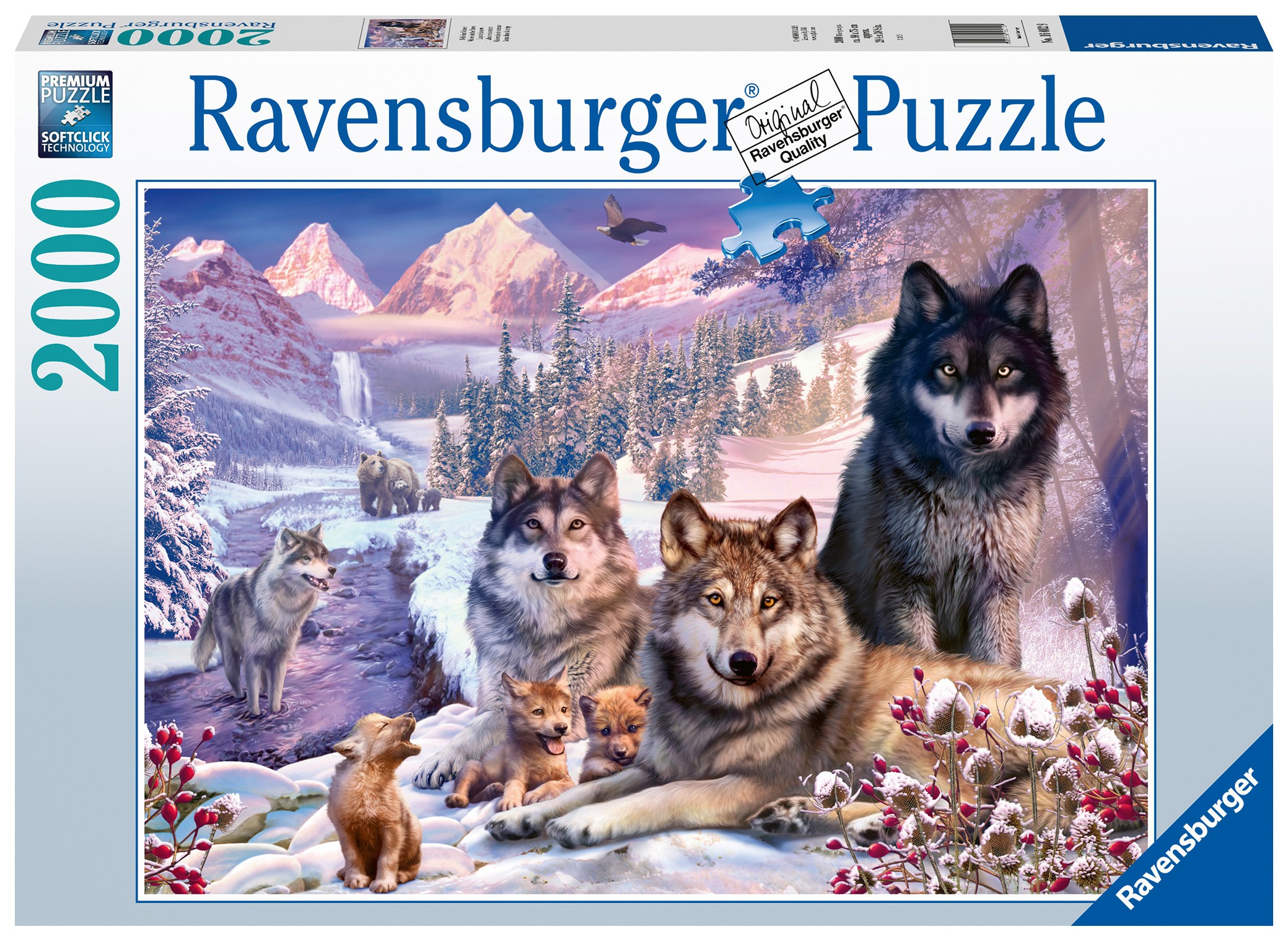  Ravensburger Puzzle 2000 p - Loups dans la neige- - Puzzle