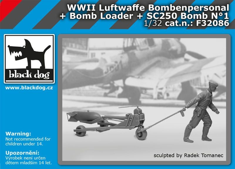 Figurines Black Dog Luftwaffe .bombenpersonal + bomb.loader + SC250 N 