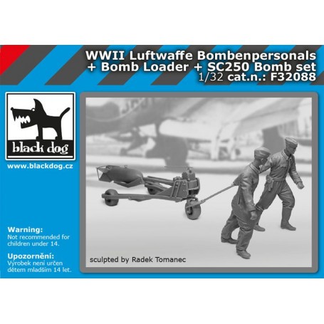  Luftwaffe WWII personnel + chargeur de bombes + bombe SC250