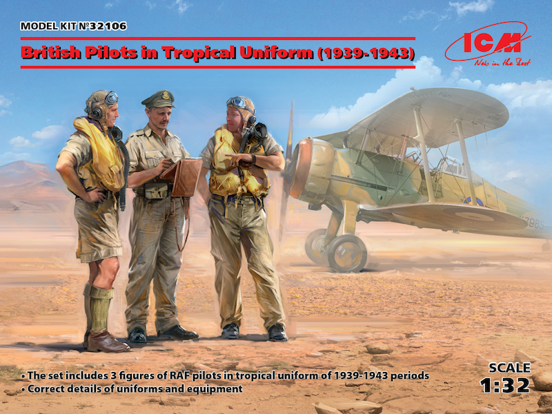 Figurines ICM British Pilots in Tropical Uniform (1939-1943) (3 figure