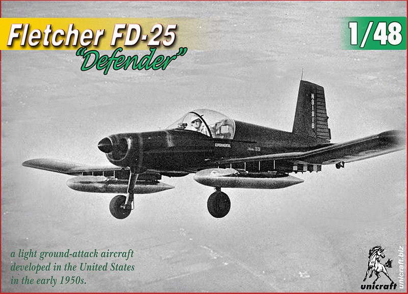 Maquette Unicraft Fletcher FD-25 Defender, avion léger d'attaque au 