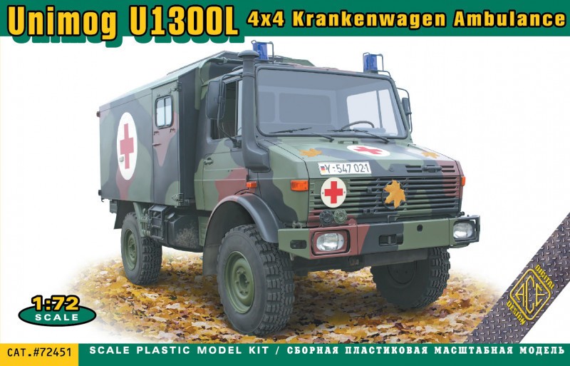 Maquette Ace Unimog U1300L 4x4 (Krankenwagen / Ambulance)-1/72 - Maque