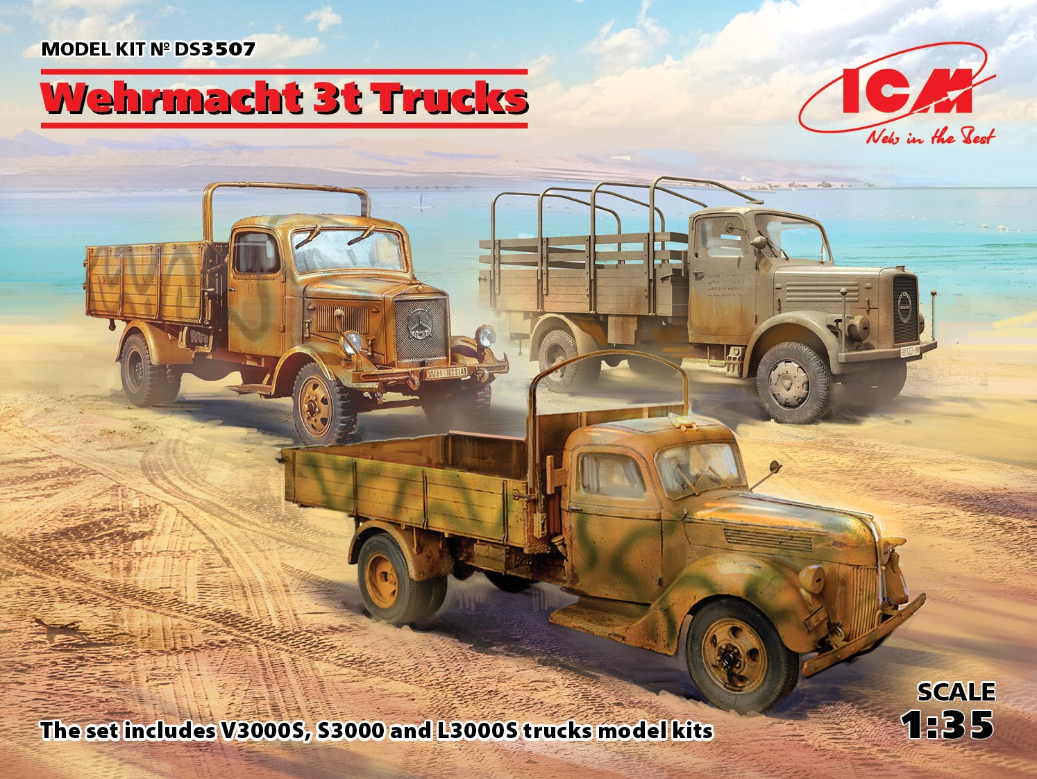 Maquette ICM Wehrmacht 3t Trucks (V3000S, KHD S3000, L3000S) Diorama S