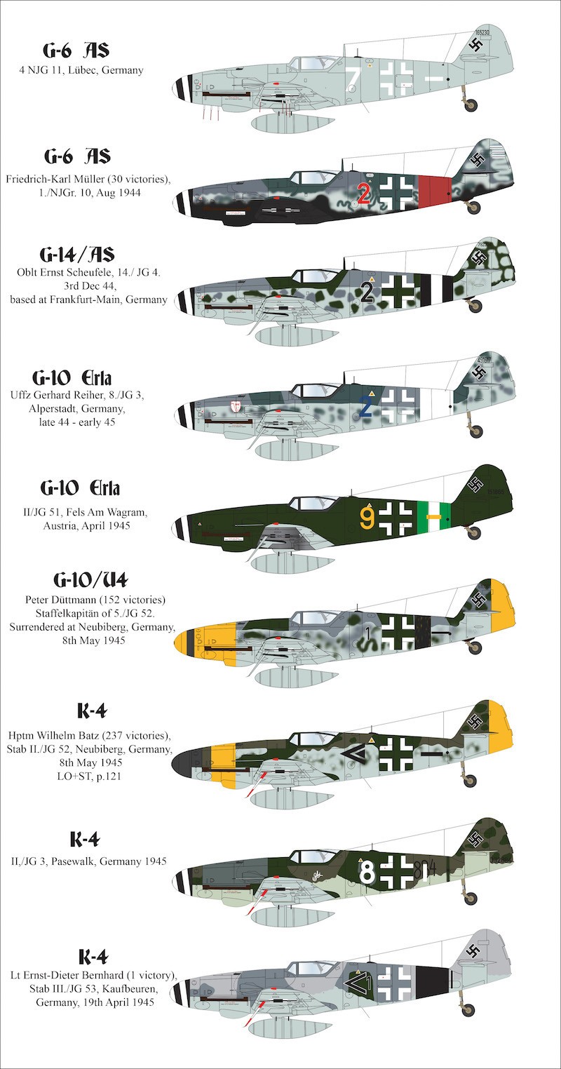  Aims Décal Messerschmitt Bf-109's'Bf-109G-6 / AS White 7, 4 NJG 11, L