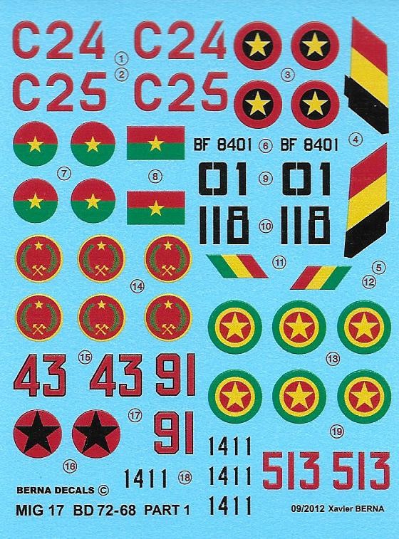 Berna Decals Décal African Air Forces Mikoyan MiG-17 Part 1: MiG-17F 