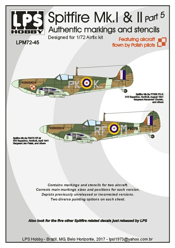  LPS Décal Royal Air Force Supermarine Spitfire Mk.I / Mk.II Partie 5-