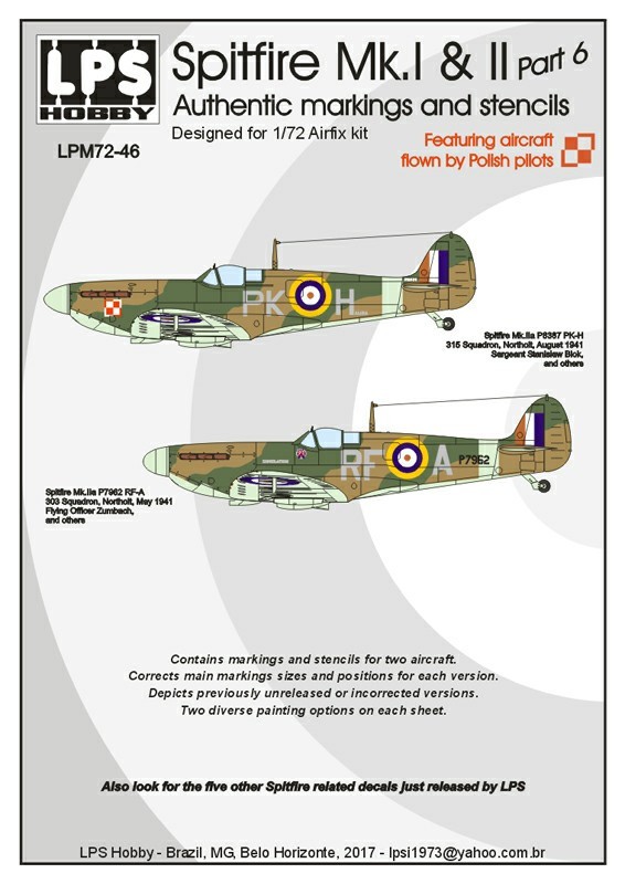  LPS Décal Royal Air Force Supermarine Spitfire Mk.I / Mk.II Partie 6-