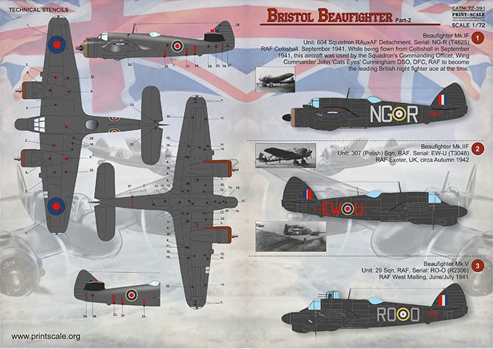  Print Scale Décal Bristol Beaufighter. Partie 21. Beaufighter Mk.IF. 