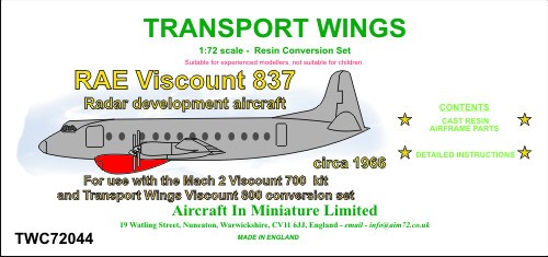  AIM - Transport Wings Avion de développement radar RAE Viscount 837 (