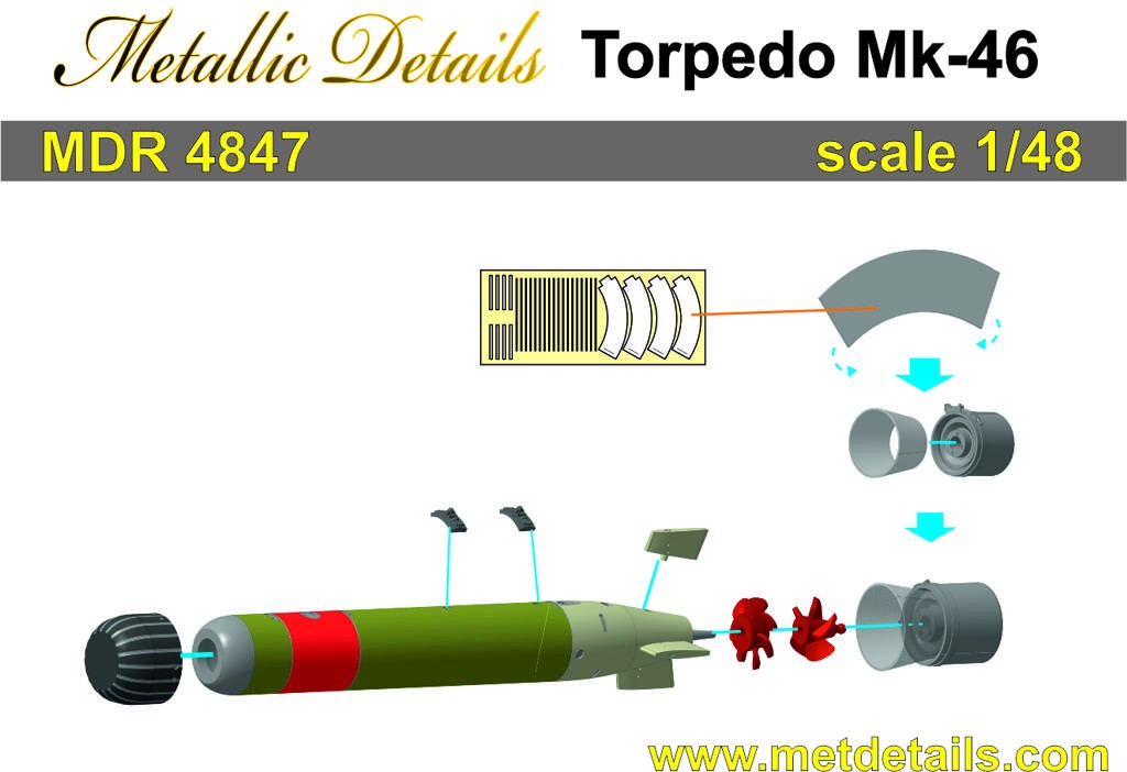  Metallic Details Torpedo Mk.46 x 2 Kit contient des pièces en résine 