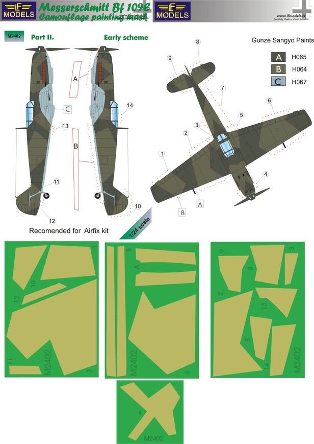 LF Models Masque de peinture à motif de camouflage Messerschmitt Bf-1