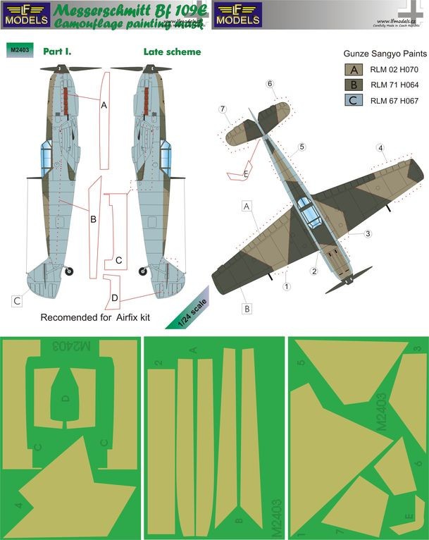  LF Models Messerschmitt Bf-109E Late part I. Masque de peinture à mot