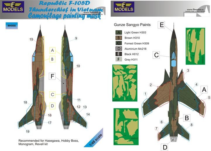  LF Models Masque de peinture Republic F-105D Thunderchief Camouflage 