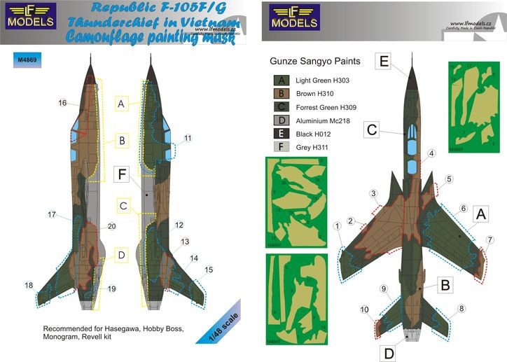  LF Models Masque de peinture Republic F-105F / G Thunderchief Camoufl