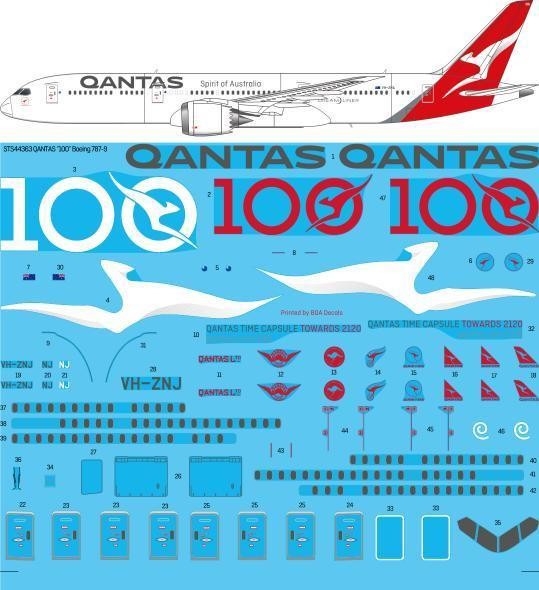  26 Decals Décal Boeing 787-9 «100 ans» de QANTAS-1/144 - Accessoires