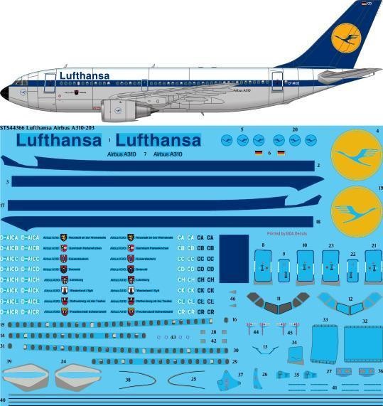  26 Decals Décal Lufthansa Delivery Airbus A310-200-1/144 - Accessoire