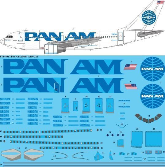  26 Decals Décal Pan Am Airbus A310-200-1/144 - Accessoires