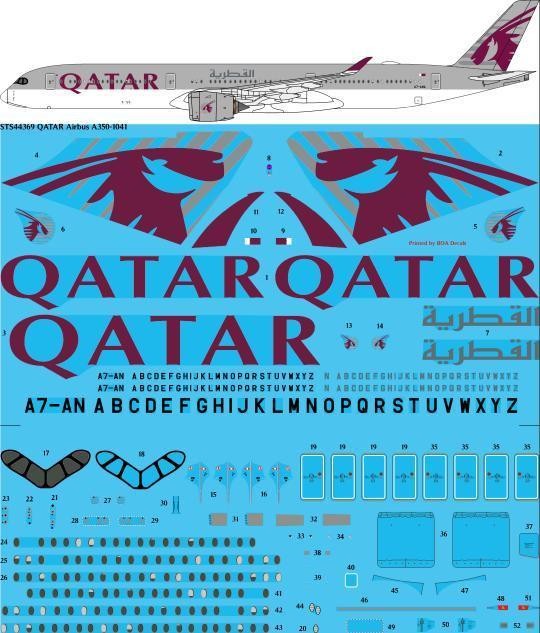  26 Decals Décal QATAR Airways Airbus A350-1041-1/144 - Accessoires